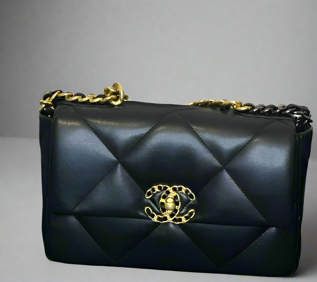 C 19 Black Flap Bag
