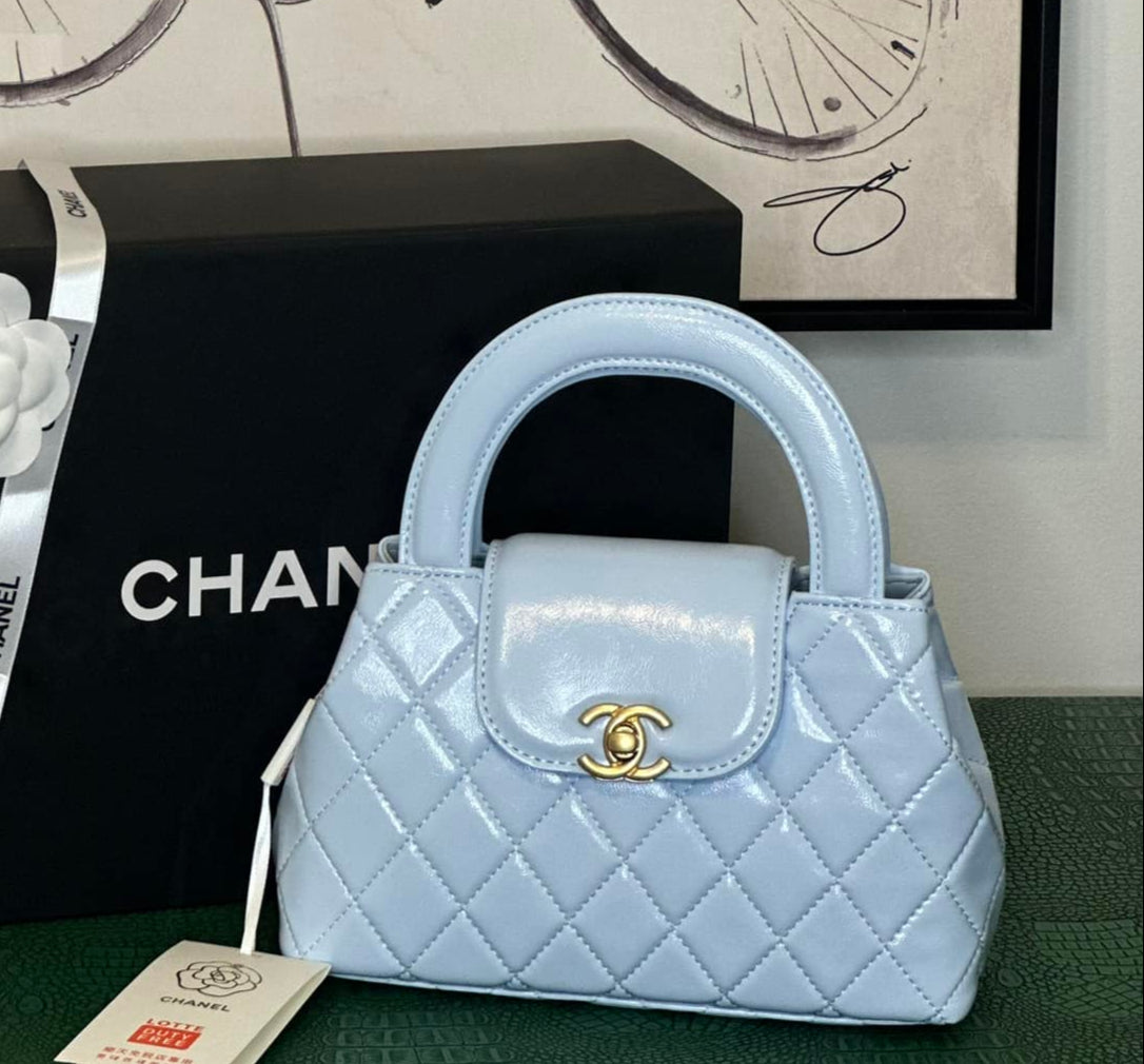 C Blue Kelly Calfskin Handbag