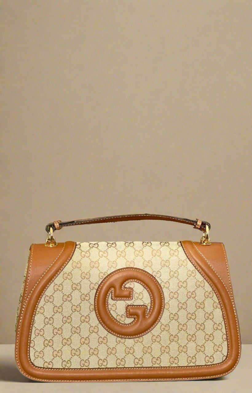 G Brown/Beige Blondie Large Top Handle Bag